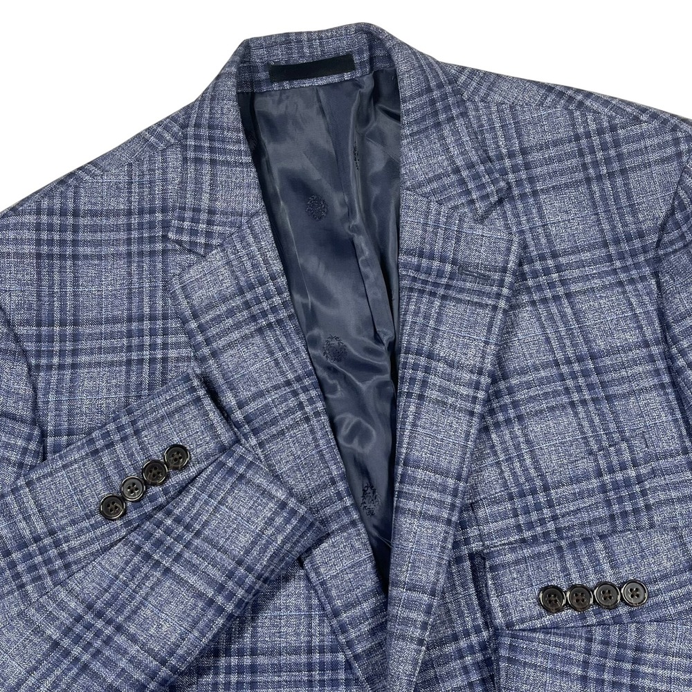 Lauren Ralph Lauren Two-Button Blazer Mens 43R Blue Plaid Sport Coat Jacket